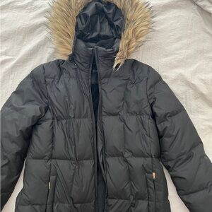 Ellen Tracy Black Puffer Jacket with Faux Fur Hood